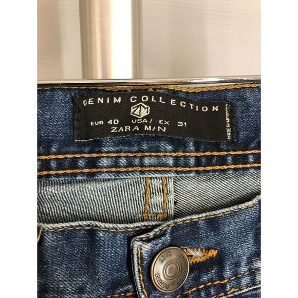 ZARA MAN Mid-Rise (Regular) Tapered Leg Blue Denim Jeans Sz 31 - Picture 5 of 8